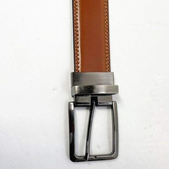Mens Wearhouse Reversible Genuine Leather Belt Brown & Black 42" Long Polished G - Picture 2 of 6